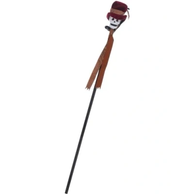 Image of Smiffys Voodoo Cane, Black with Skull, 112cm/44in, Halloween Fancy Dress Accessory, Woman Up Accessories