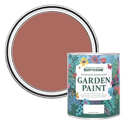 Image of Rust Oleum Red Mould Resistant Garden Paint in Matt Finish Salmon 750ml