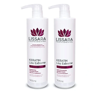 Image of LISSARA Sulphate Free Argan Oil Shampoo Aftercare for Brazilian Blowout Keratin Treatment MADE IN FRANCE 1000ml Women Long Hair with Oil, and Soy Proteins