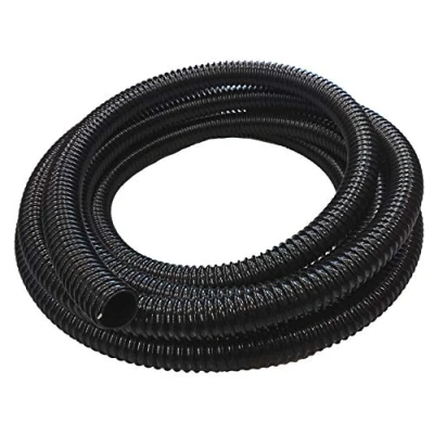 Image of Black Corrugated PVC Flexible Garden Pond Hose &amp; Ducting 40mm Internal Diameter (5 Metres)