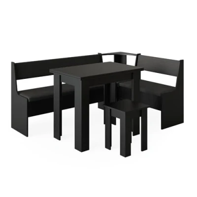 Image of Vicco Corner bench group Roman, Black, 120 x 180 cm with table