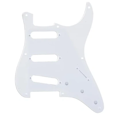 Image of Musiclily Pro 8 Hole 50s 57 Vintage Style Strat SSS Guitar Pickguard for American Stratocaster, 1Ply White