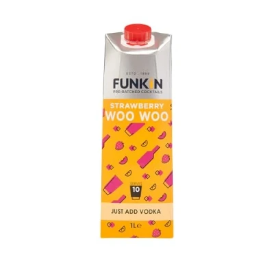 Image of Funkin Strawberry Woo Pre Made Cocktail Mix 1 Litre (Case of 6) Just Add Spirits, Perfect For Parties