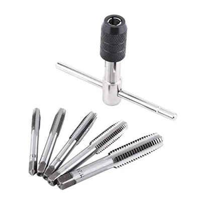 Image of 6PCS/Set Metric Screw Tap Wrench and T Shaped Die Set Taps for Threading Hand Tool Kit