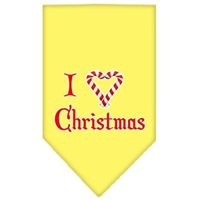 Image of Mirage Pet Products Heart Christmas Screen Print Bandana for Pets, Large, Yellow