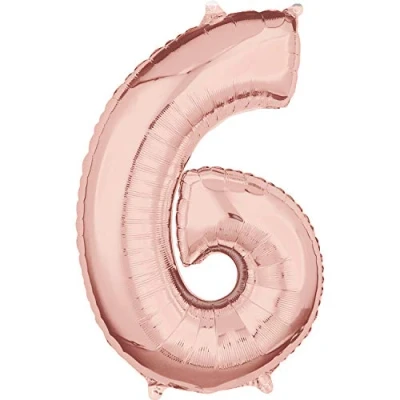Image of Amscan 3660101 Mid Size Number 6 Rose Gold