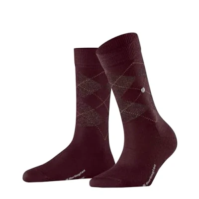 Image of Burlington Women&#039;s Marylebone Lurex W SO Wool Viscose Patterned 1 Pair Socks, Red (Claret 8435), 3.5 7