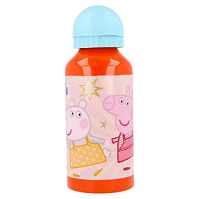 Image of Peppa, George Characters Aluminium Sports Bottle 400ml Holiday, Back to School Water Drinking Kids Lunch Children