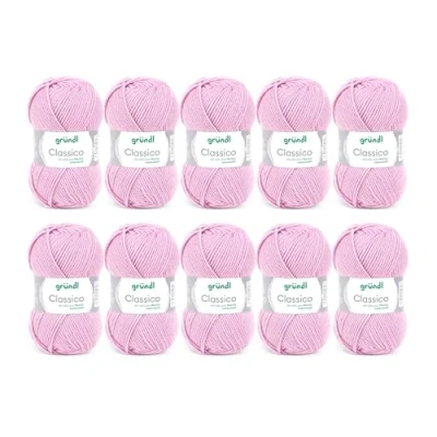 Image of Grundl Hand Knitting Yarn Virgin Wool (Merino Superwash), 50% polyacrylic, Rose, 30 x 32 8 cm