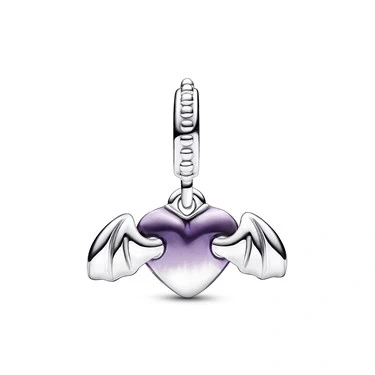 Image of Pandora Vampire Winged Heart Charm Silver