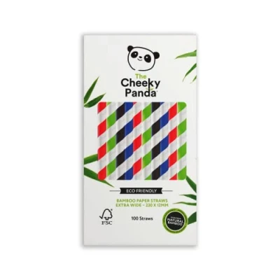 Image of The Cheeky Panda Bamboo Paper Bubble Tea Straws 100 Multicoloured Wide Drinking For Boba Tea, Milkshakes and Smoothies