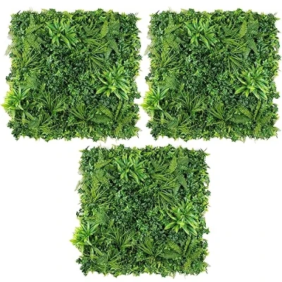 Image of Christow Evergreen Artificial Plant Living Wall Panels, Garden Fence Covering Decoration, Indoor Outdoor Decor, Waterproof UV Protected (3 Packs of 2 x 1m by 50cm Panels)