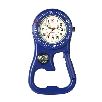 Image of JewelryWe Men Women Clip on Quarzt Watch Backpack Fob Belt Glow in The Dark Pocket for Rock Climbing Doctors Nurses Outdoor Activities