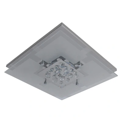 Image of Chur 30x30cm Integrated LED Semi Flush Ceiling Light Chrome, Glass 3000K