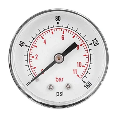 Image of Pressure Gauge, 50mm Dial 1/4 BSPT Axial Gauge for Air, Water, Oil and Gas(0 160psi 0 11bar)