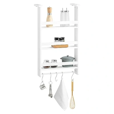 Image of SoBuy® FRG150 W, Refrigerator Hanging Shelf, 3 Tiers Kitchen Shelf Spice Rack Cabinet, White