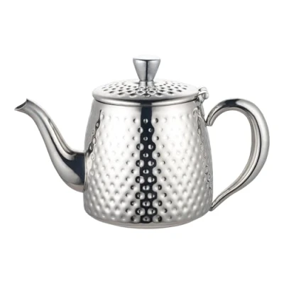 Image of Café Olé SDT 048 Sandringham Teapot, 48oz (1.35 litres) Mirror Polished 18/10 Stainless Steel with Hammered Finish