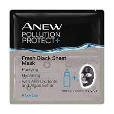 Image of Avon Anew Pollution Protect Fresh Black Sheet Mask Pack of 3