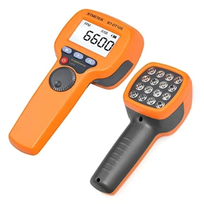Image of BTMETER Handheld Stroboscope 60 99999 RPM, Digital Strobe Light Tachometer Non Contact Motor Engine Speed Analyzer Measure Hz Velocity w/ 0.001% High Accuracy BT DT10S