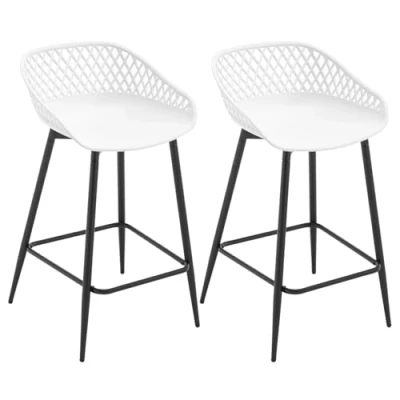Image of WOLTU Bar Stools Set of 2, Breakfast Stools, Kitchen with Footrest and Backrest, Counter Plastic Seat, Barstools, White, BH417ws 2 UK