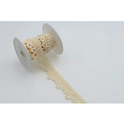 Image of Feathers Creation 2 M 2.00 cm Beautiful Large Scallop Color Edge Lace Trim Dull Finish for Sewing (Cream)