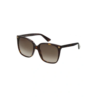 Image of Gucci GG Cateye Round Acetate Sunglasses Sunglasses, Women&#039;s, Size: 57, Havana/brown
