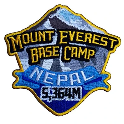 Image of Mount Everest Base Camp Nepal Patch Embroidered Iron / Sew on Badge Mountaineering Climbing Applique Travel Souvenir DIY Bag Backpack T shirt Jacket Luggage