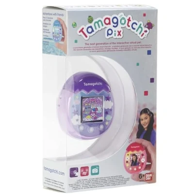 Image of Tamagotchi Bandai PIX Sky Purple 42910 Virtual Electronic Pet with Color Screen, Touch Buttons Games and Camera