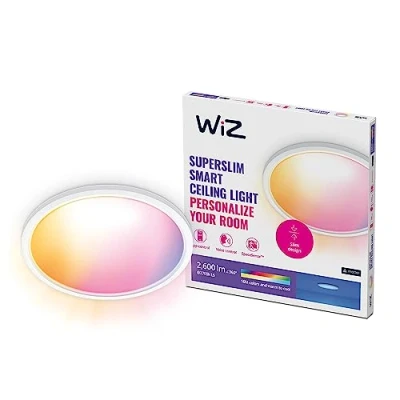 Image of WiZ Colour Smart Connected Superslim Ceiling LED Light 22 Watts [White] for Indoor Home Lighting, Bedroom, Livingroom, Diningroom
