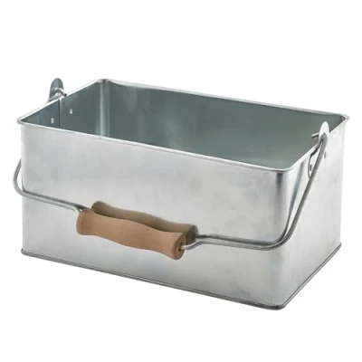 Image of Genware Rectangular Table Caddy Galvanised Steel 24.5x15.5x12.5cm, GSTC2415, Single