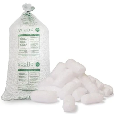 Image of White Packing Peanuts Biodegradable, Compostable &amp; Water Soluble Protective Postal Packaging Void Filler Loose Fill Chips (5 Cubic Ft)