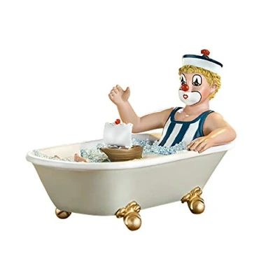 Image of Gilde Clown Small Decorative Figure Sailor in Bath on Big Drive Collectable Accessory Gift Maritime Decoration Handmade Card Height 10 cm