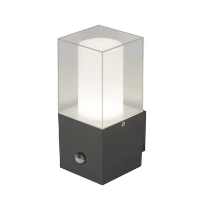Image of 1 Light Outdoor Sensor Lamp Dark Grey, White IP44, E27
