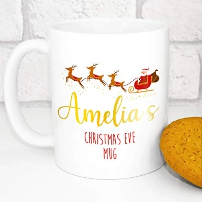 Image of Personalised Christmas Mug Custom Festive Design Add Your Own Name (Christmas Eve)