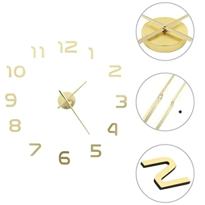 Image of vidaXL Giant 3D Wall Clock with DIY Customizable Size High Gloss Gold EVA Material 100 cm Diameter