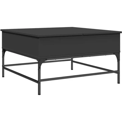 Image of vidaXL Coffee Table Black 80x80x45 cm Engineered Wood and Metal