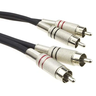 Image of kenable Tangle Free SHIELDED RCA Red &amp; White Twin Phono Lead Audio Cable 1.5m [1.5 metres]