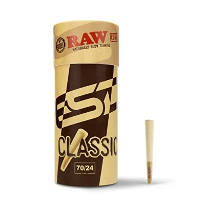 Image of RAW Cones Classic single Size 70/24 100 Cone Pack For a use Mini Preroll to Enjoy Quick Sesh