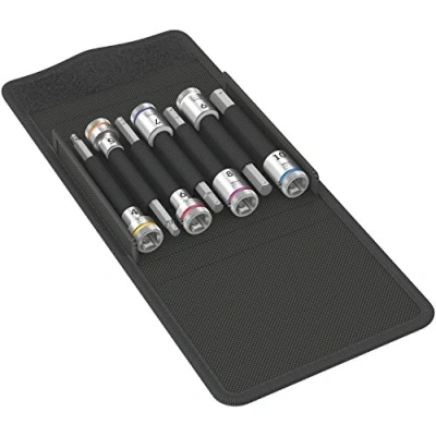 Image of Wera 8740 B HF 1 Zyklop In Hex Plus holding function bit socket set, 3/8&quot; drive, 7pc, 05003180001 , Black