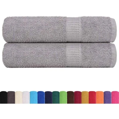 Image of vidaXL Shower Towels 2 pcs Grey 70x140 cm 360 gsm 100% Cotton