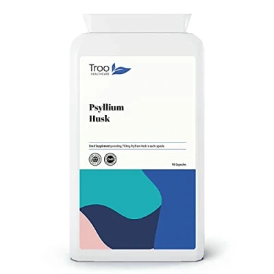 Image of Psyllium Husks Supplement (750 mg) 90 Capsules Suitable for Vegetarians and Vegans Contains No Common Allergens UK Manufactured to GMP Standards