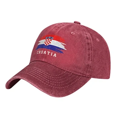 Image of BAAROO Red Cool Croatia Flag Croatian Baseball Cap Patriotic Men Vintage Cotton Washed Denim Adult Unisex Hats