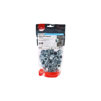 Image of 2x TIMCO Nylon Nuts Type P Zinc 16NPB Pack of 45