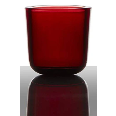 Image of INNA Glas Tea light candle holder NICK, cylinder/round, dark red, 3&quot;/7,5cm, Ø3/7,5cm Lantern for tealight/Small glass