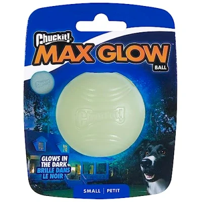 Image of Chuckit! Max Glow Dog Ball In The Dark Light Up High Visibility Fetch Toy, 1 Pack, Small