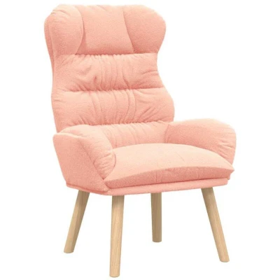 Image of vidaXL Relaxing Chair Pink Curly Wool like Fabric