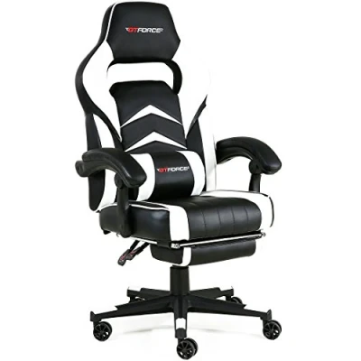 Image of GTFORCE TURBO RECLINING SPORTS RACING GAMING OFFICE DESK PC CAR FAUX LEATHER CHAIR (White)