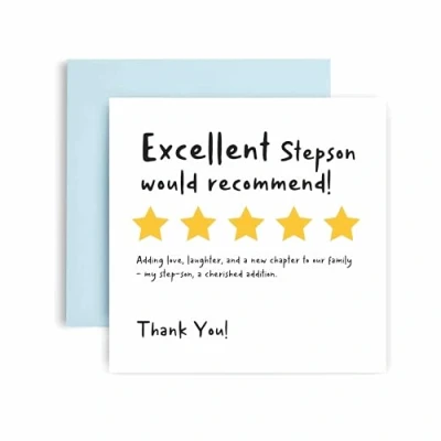 Image of Huxters Birthday Cards for Men Funny Review Step Son Card him Fathers Day Brother Fun Happy 14.8cm (Step Son)