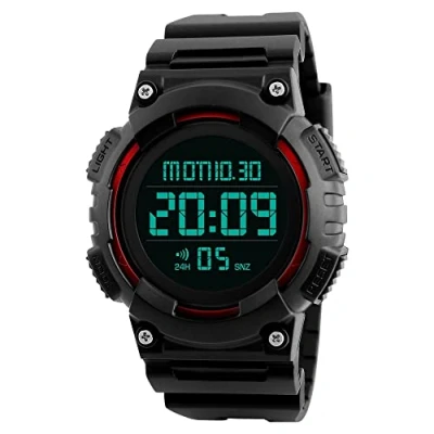 Image of TONSHEN Mens Sport Waterproof Watch Outdoor LED Electronic Military Digital Display 164FT 50M Water Resistant (Red)