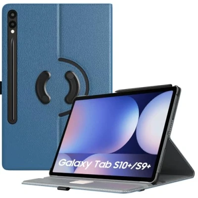 Image of TiMOVO Rotating Case for Samsung Galaxy Tab S10+ Plus 2024/S9 2023, 90 Degree Stand Cover with S Pen Loop, Support Auto Wake Sleep S10+/S9+ 12.4&quot; Tablet, Black